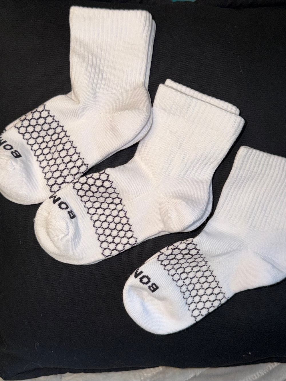 Bonds White Crew Socks with Black Honeycomb Detail - 3 Pack